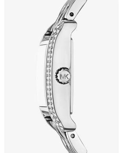 Michael Kors White Mini Monroe Pavé-Tone Watch