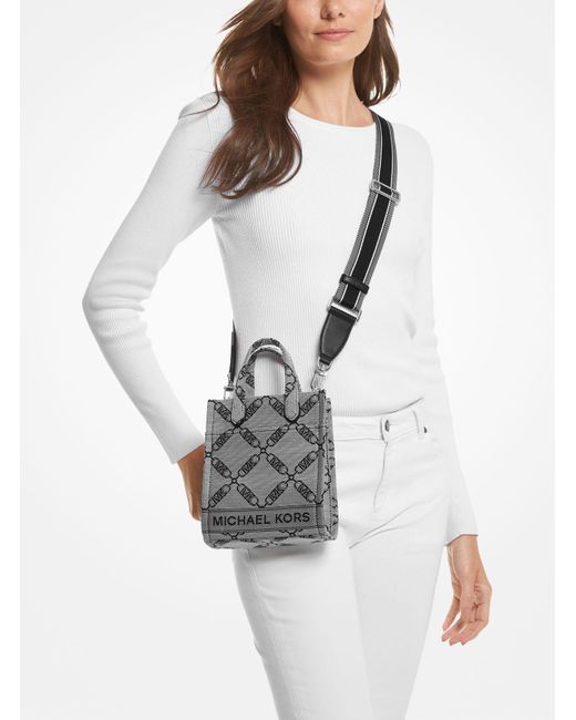 Michael Kors Gray Gigi Extra-small Empire Logo Jacquard Crossbody Bag