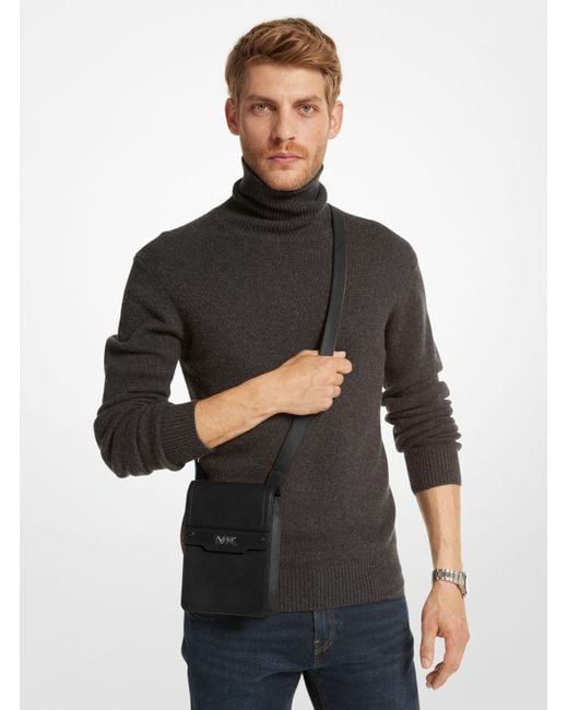 Michael Kors Black Mk Varick Leather Smartphone Crossbody Bag for men