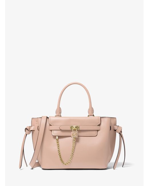 Michael Kors Hamilton Legacy Small Leather Belted Satchel in Soft Pink ...