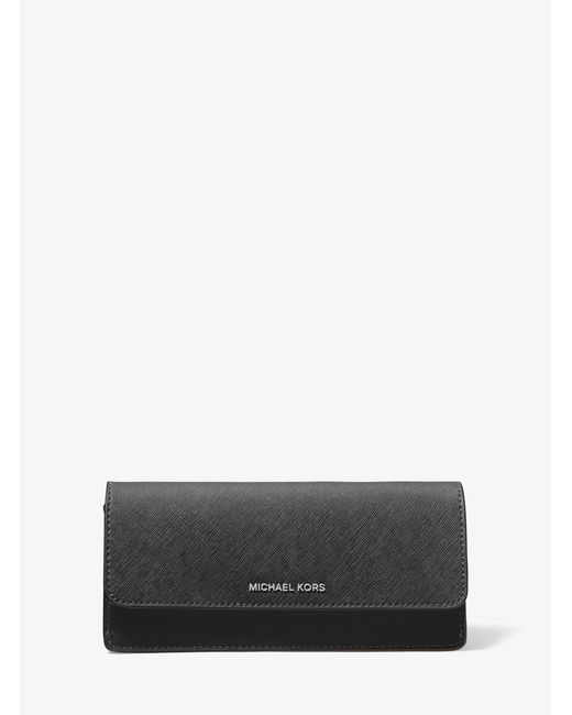 MICHAEL Michael Kors Gray Mk Jet Set Large Saffiano Leather Snap-Front Wallet