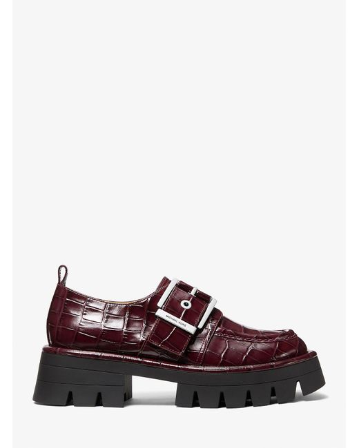 Mk Mocassin Colby En Cuir Effet Crocodile En Relief MICHAEL Michael Kors en coloris Red