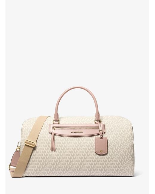 Michael Kors Natural Mk Jet Set Travel Extra-Large Signature Logo Weekender Bag