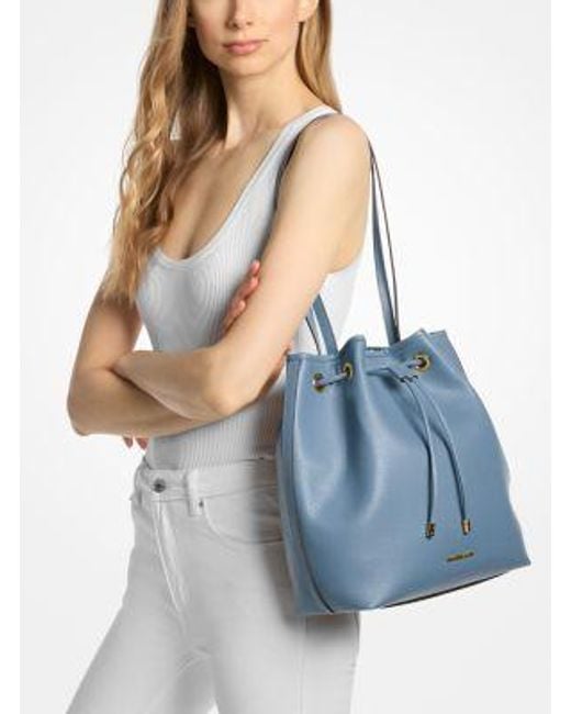 Michael Kors Blue Avery Medium Bucket Messenger Bag