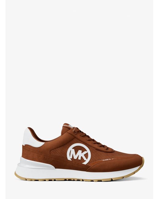MICHAEL Michael Kors Brown Mk Nova Perforated Suede Trainer
