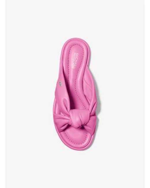 Michael Kors Pink Elena Leather Slide Sandal