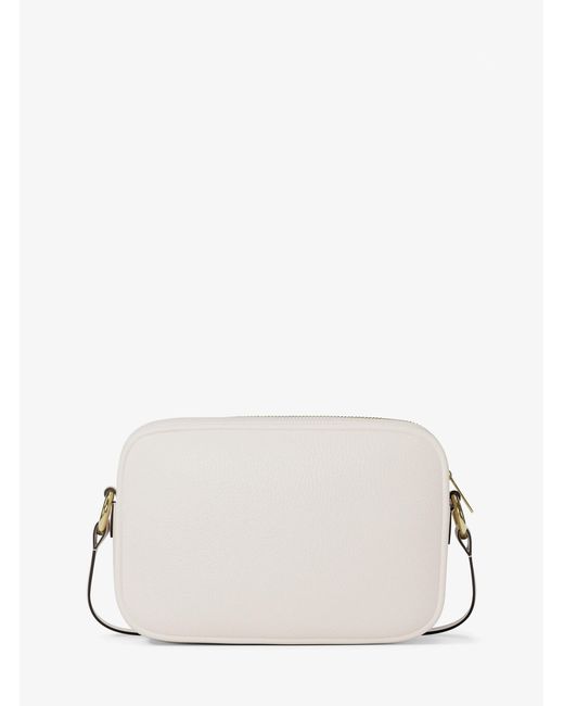 Michael Kors White Jet Set Large Pebbled Leather Camera Crossbody Bag