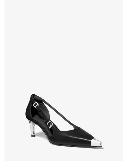 MICHAEL Michael Kors White Kasia Leather Kitten Pump