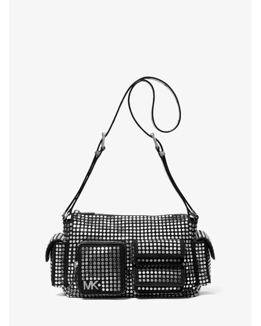 MICHAEL Michael Kors Black Dakota Medium Studded Suede Shoulder Bag