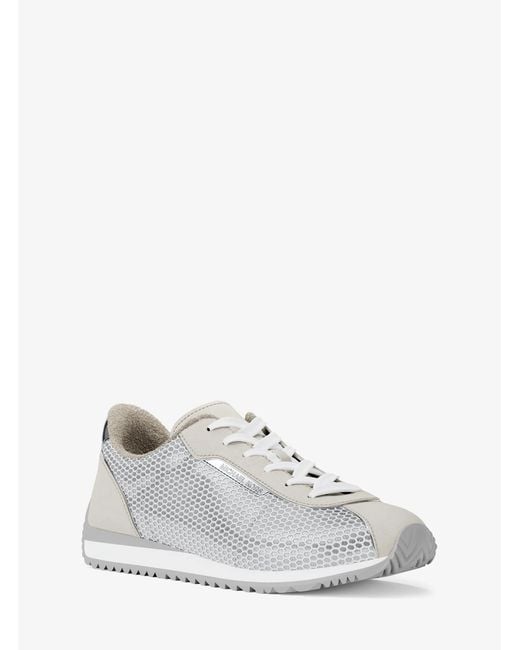 MICHAEL Michael Kors White Mk Rhodes Mixed-Media Trainers