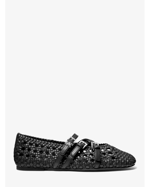 MICHAEL Michael Kors White Mk Indy Flex Woven Ballet Flat