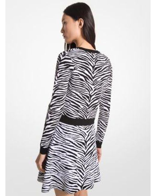 Michael Kors Multicolor Zebra Jacquard Zip-up Sweater