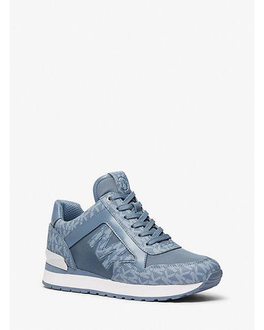 Michael Kors Blue Maddy Signature Logo And Mesh Trainer