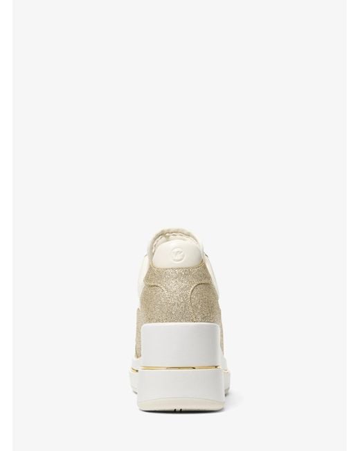 MICHAEL Michael Kors White Mk Emmy Signature Logo And Leather Wedge Trainer