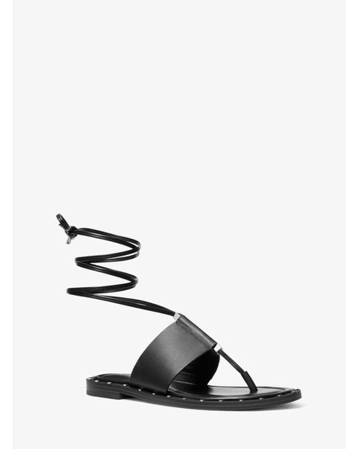 Michael Kors Jagger Leather Lace-up Sandal in White | Lyst