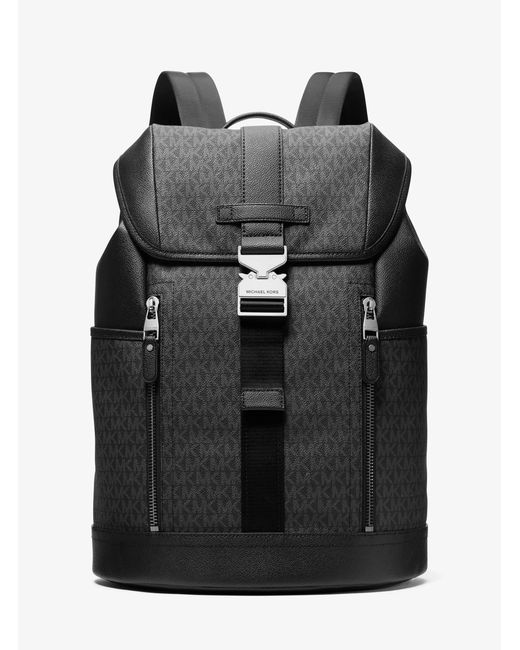 Michael Kors Black Mk Hudson Signature Logo Aviator Backpack for men