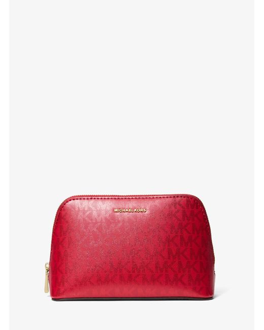MICHAEL Michael Kors Red Mk Jet Set Small Metallic Signature Logo Travel Kit