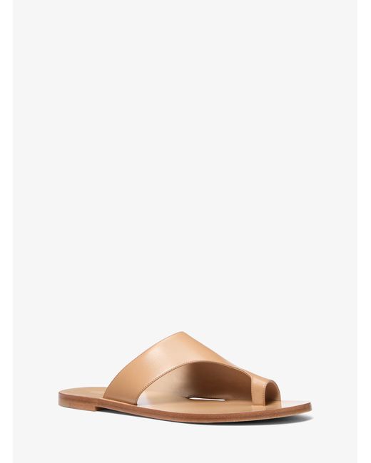 Michael Kors Brown Mk Nettuno Leather Thong Sandal