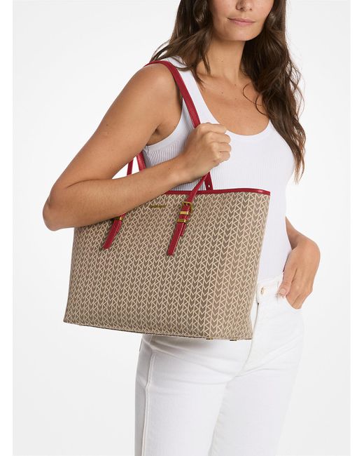 Borsa Tote Quinn Grande Con Logo Jacquard Mk2000 di MICHAEL Michael Kors in White
