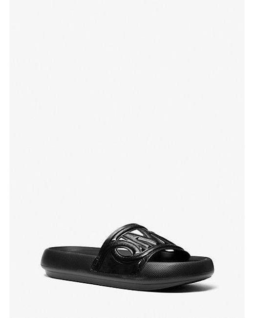 Michael Kors Black Splash Leather Slide Sandal