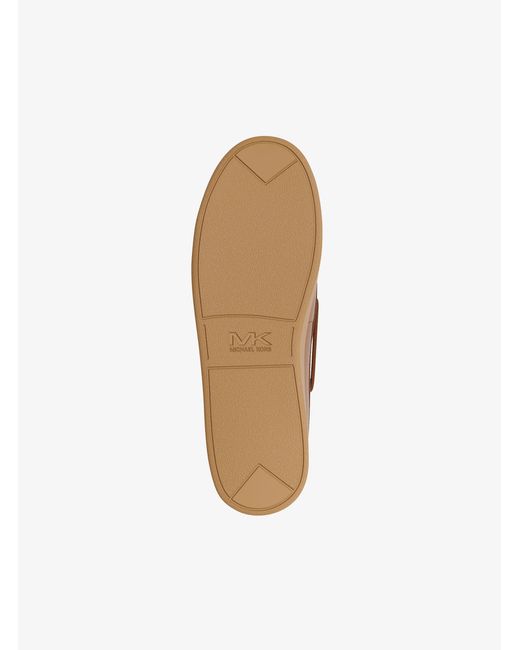 Michael Kors Brown Aiden Leather Boat Shoes for men