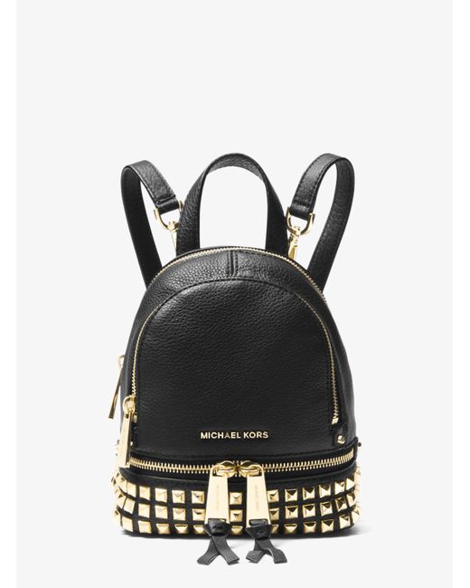 Michael Kors Black Rhea Mini Studded Leather Backpack