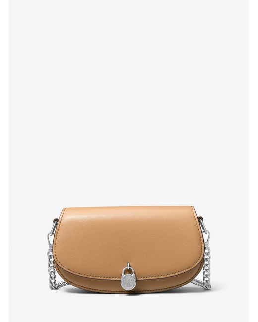 Michael Kors Outlet Natural Mk Mila Small Leather Convertible Crossbody Bag