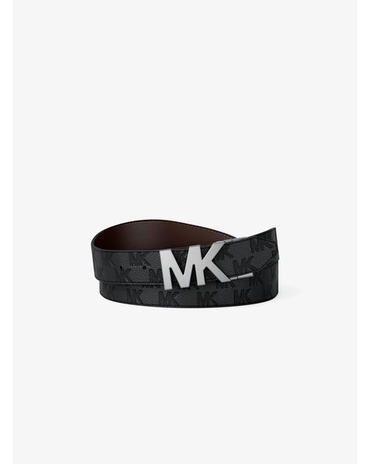 Michael Kors White Reversible Logo Embossed Leather Buckle Belt for men