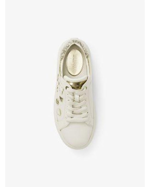 Michael Kors White Romey Embellished Mixed-Media Platform Sneaker