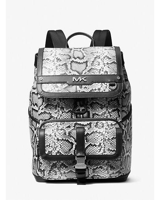 Michael Kors Gray Varick Snake Embossed Leather Utility Backpack for men