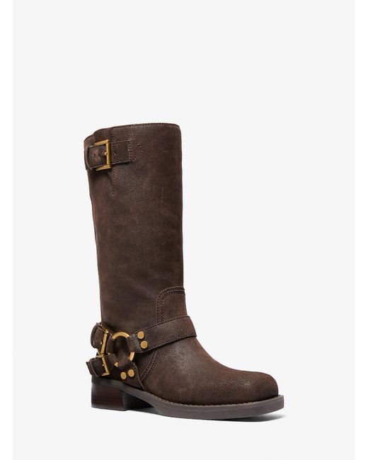 MICHAEL Michael Kors Brown Crosby Suede Moto Boot