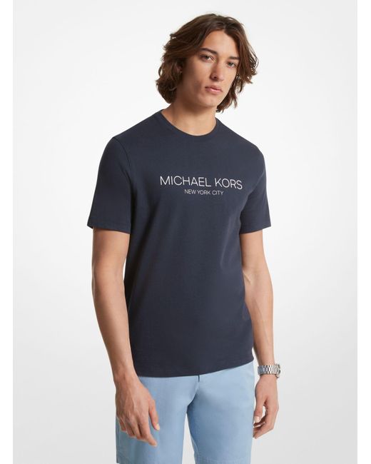 Michael Kors Blue Graphic Logo Cotton T-shirt for men