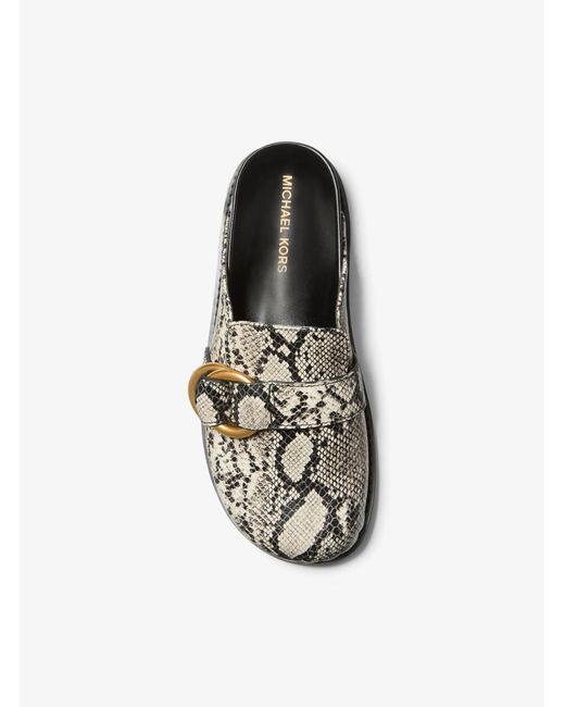 MICHAEL Michael Kors White Mk Jaden Snake Embossed Leather Clog