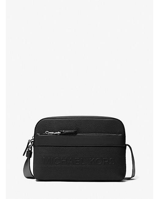 Michael Kors Black Hudson Pebbled Leather Utility Crossbody Bag for men