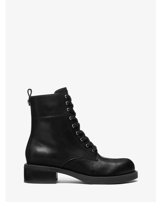 MICHAEL Michael Kors Black Mk Lyle Leather Combat Boot