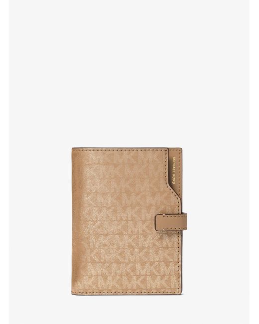 Mk Porte-Passeport Jet Set Métallisé À Logo Signature MICHAEL Michael Kors en coloris Natural