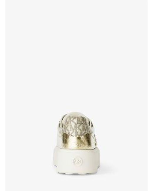 Michael Kors White Romey Embellished Mixed-Media Platform Sneaker