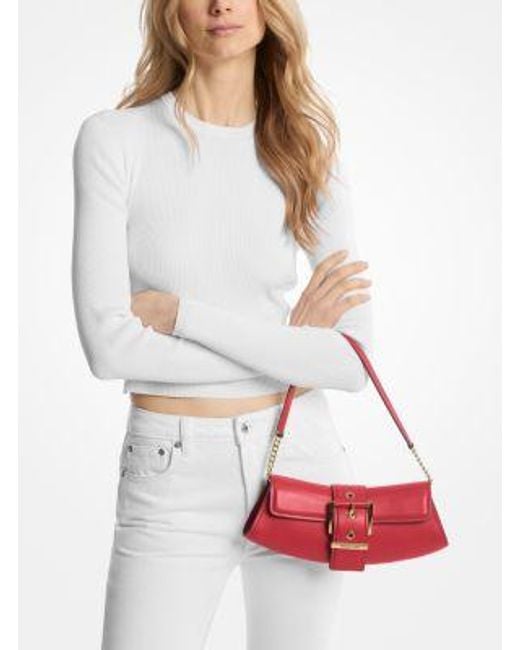 Michael Kors Red Colby Small Leather Convertible Clutch