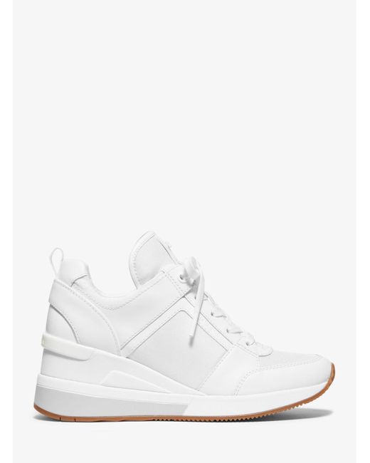 georgie canvas and embossed leather trainer