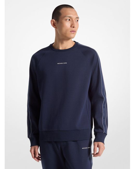Michael Kors Blue Mk Logo Tape Cotton Blend Sweatshirt for men