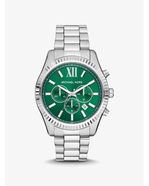 Michael Kors Green Mk Oversized Lexington-Tone Watch for men