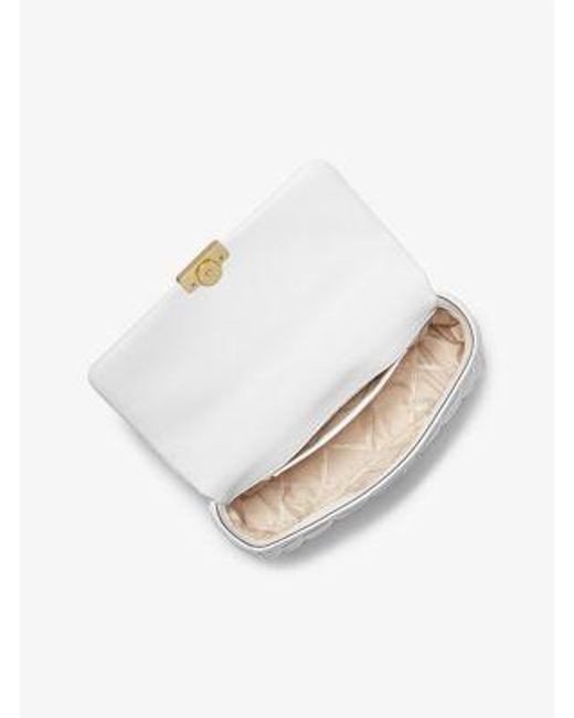 MICHAEL Michael Kors White Mk Tribeca Large Quilted Leather Shoulder Bag