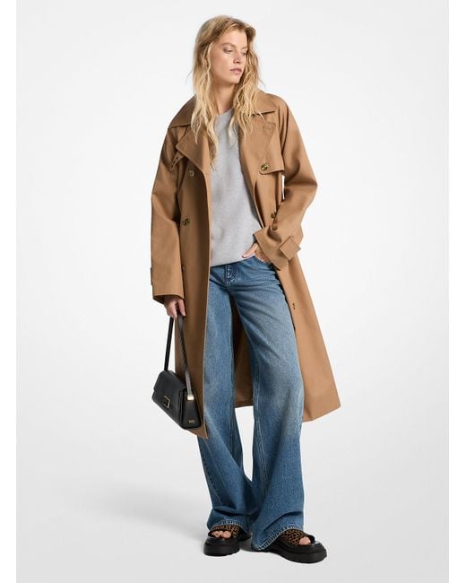MICHAEL Michael Kors White Mk Cotton Oversized Double-Breasted Trench Coat