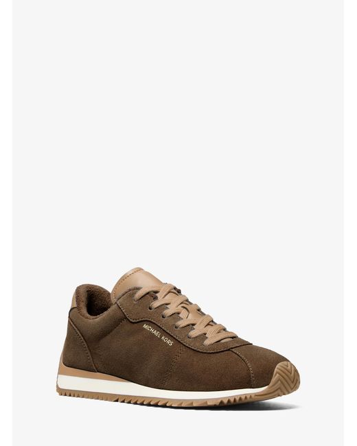 MICHAEL Michael Kors Brown Rhodes Two-Tone Suede Trainer