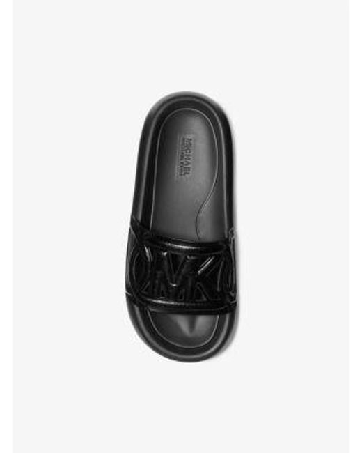 Michael Kors Black Splash Leather Slide Sandal