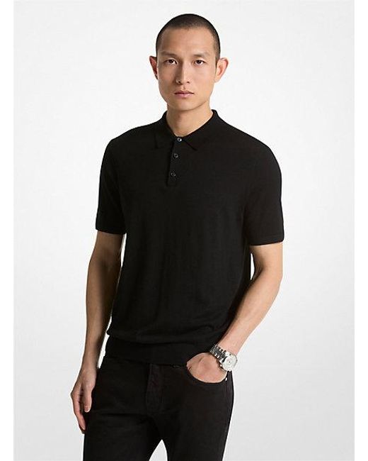 Michael Kors Black Merino Wool Polo Shirt for men