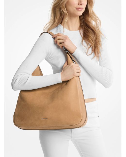 MICHAEL Michael Kors Brown Mk Nolita Large Nubuck Hobo Shoulder Bag