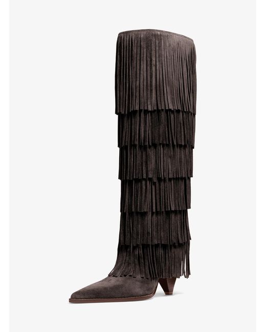 MICHAEL Michael Kors Brown Mk Jayla Fringed Suede Tall Boot
