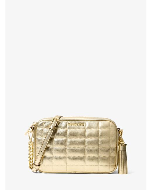 MICHAEL Michael Kors Natural Mk Jet Set Medium Quilted Metallic Leather Crossbody Bag
