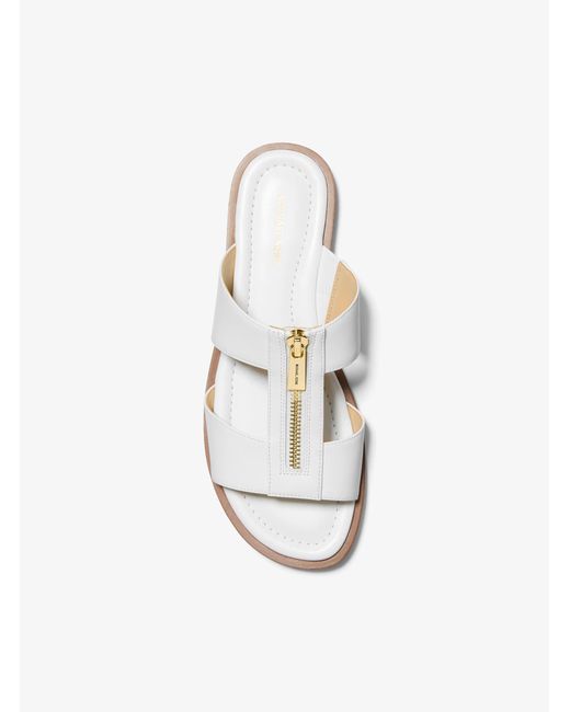 MICHAEL Michael Kors White Mk Berkley Leather Slide Sandal